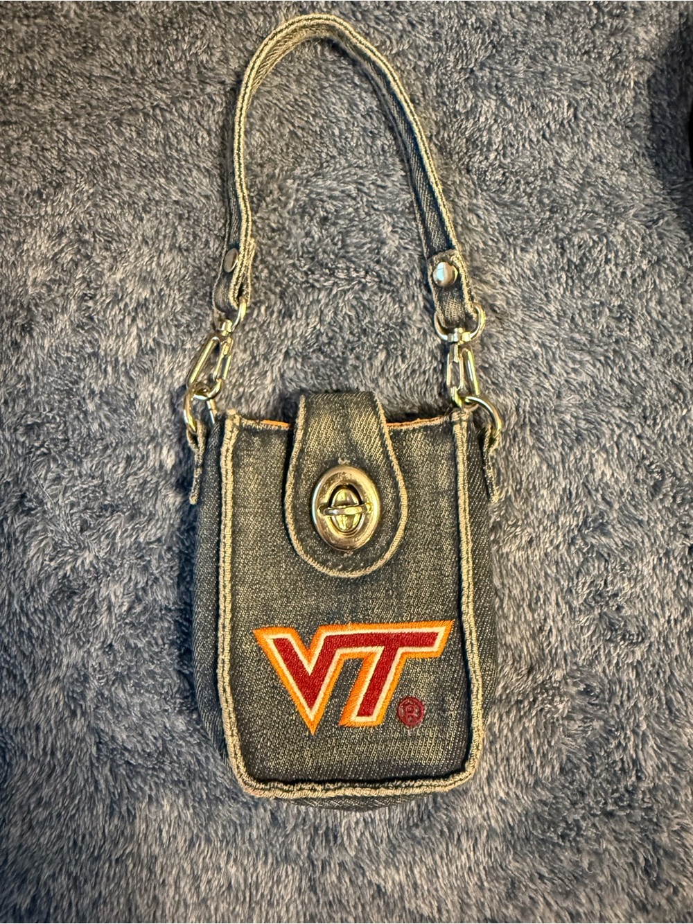 VT Logo Denim Phone Crossbody Bag